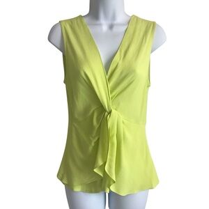 Boutique Women’s S Mittoshop Neon Green Sleeveless V-Neck Front Twist Top NWT